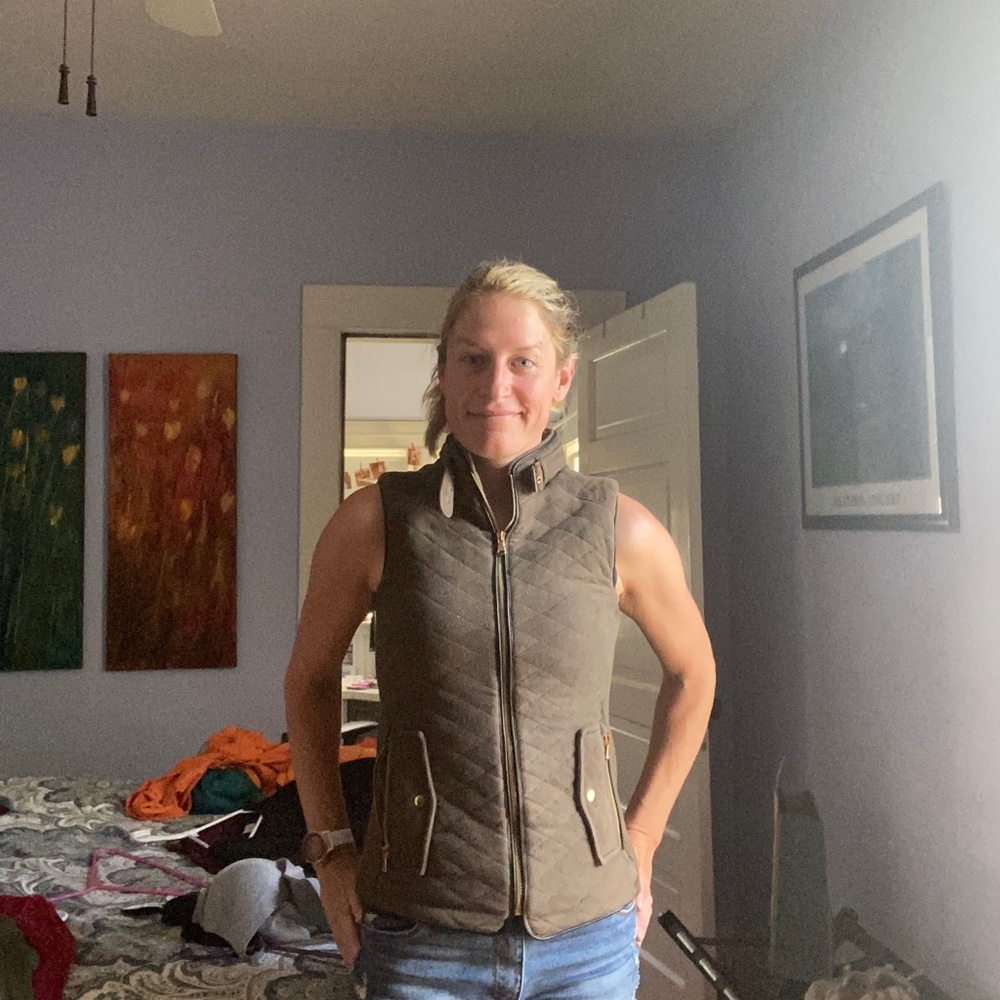 Green suede motorcycle style vest